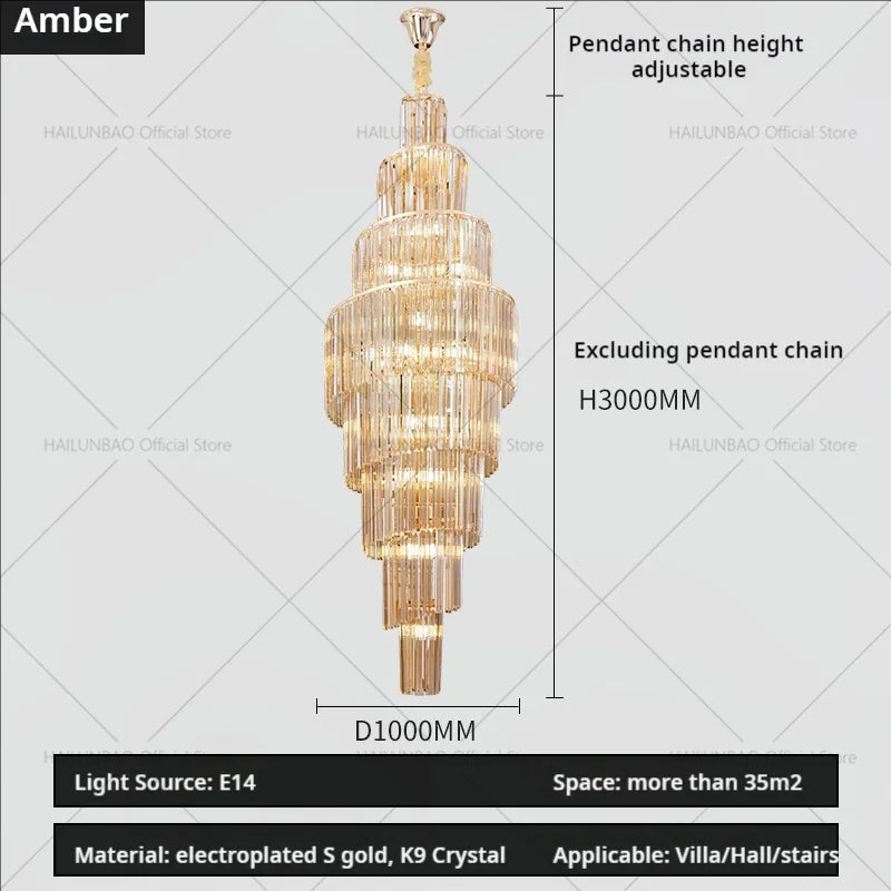 Afralia™ Crystal Chandelier for Penthouse Villa Living Room - Modern Light Luxury Design