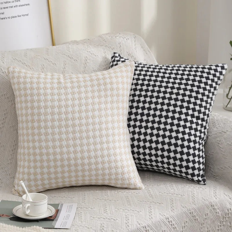 Afralia™ Striped Plaid Jacquard Crochet Pillow Case 50x50 - Nordic Simple Decorative Couch Pillows