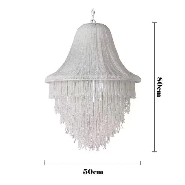 Afralia™ Large Tassel Crystal Chandelier for Foyer Living Room Decor, Colorful Beaded Ceiling Lamp