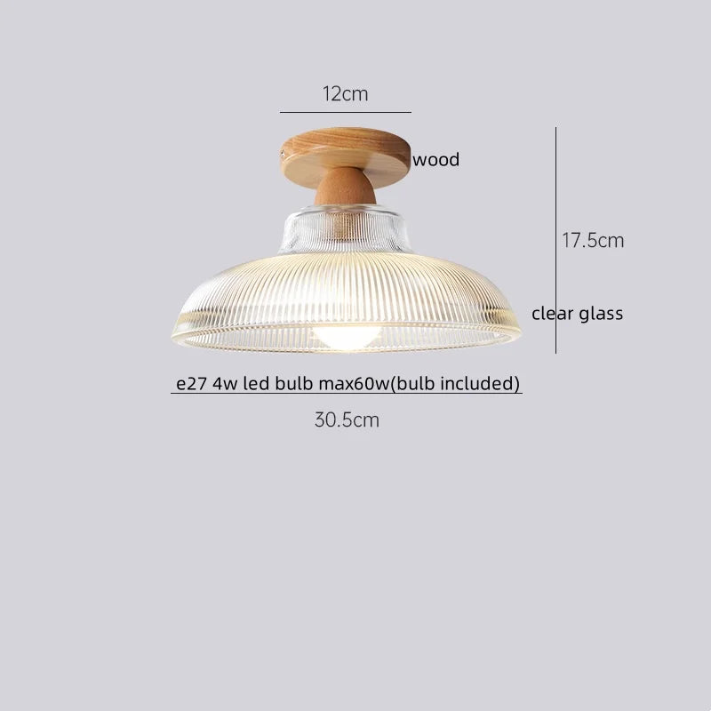 Afralia™ Wood Glass LED Ceiling Lamp Modern Kitchen Living Room Light Fixture