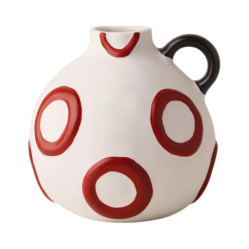Afralia™ Ceramic Vase Kettle Geometric Graffiti Flowerpot Home Decoration Accessories