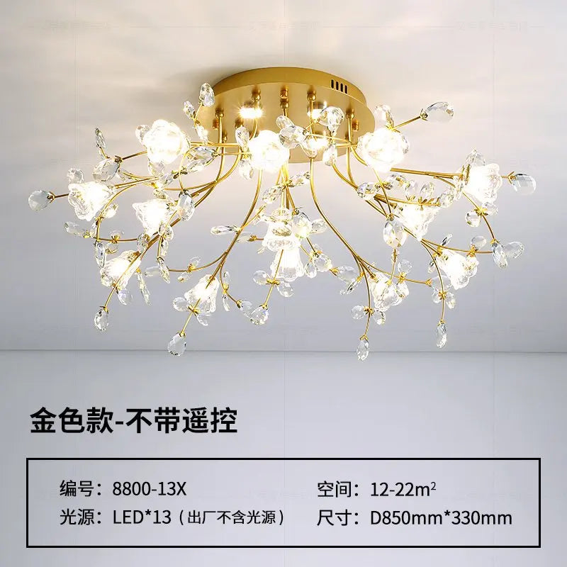 Afralia™ Glass Flower Chandelier Ceiling Lamp for Living Room Bedroom Lighting