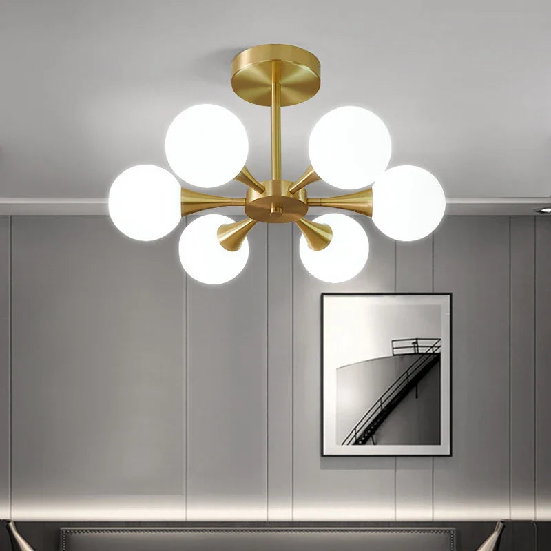 Afralia™ Nordic Glass Ball LED Chandelier for Bedroom Dining Room.