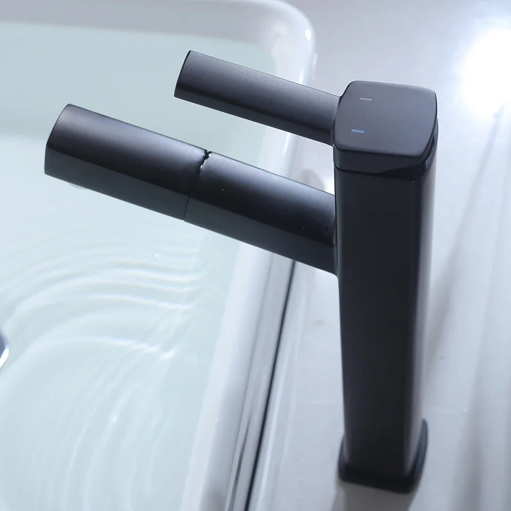 Afralia™ Black Basin Faucet Vintage Single Handle Hot Cold Mixer Tap