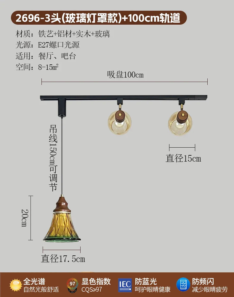 Afralia™ Medieval Style Restaurant Track Lights & Retro Coffee Shop Chandelier