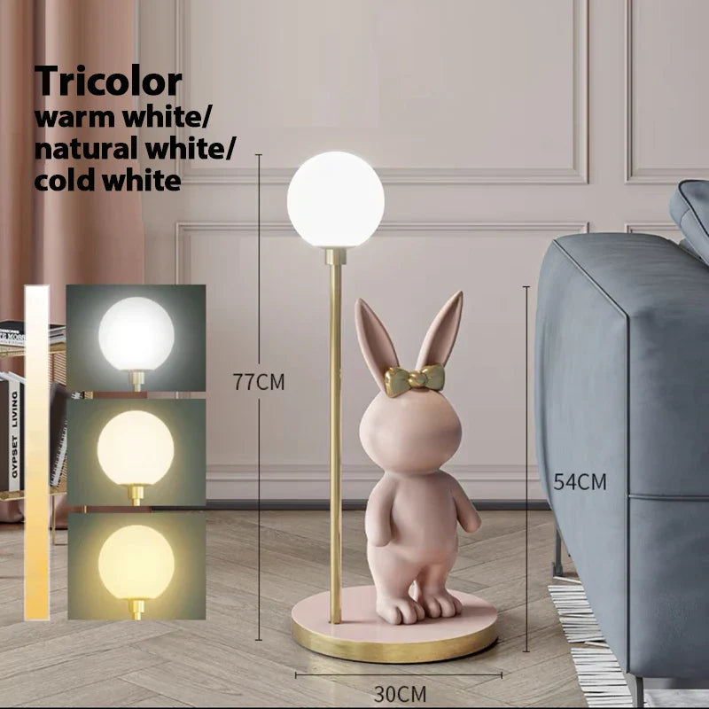 Afralia™ Rabbit LED Floor Lamp for Kids Room Nordic Modern Style