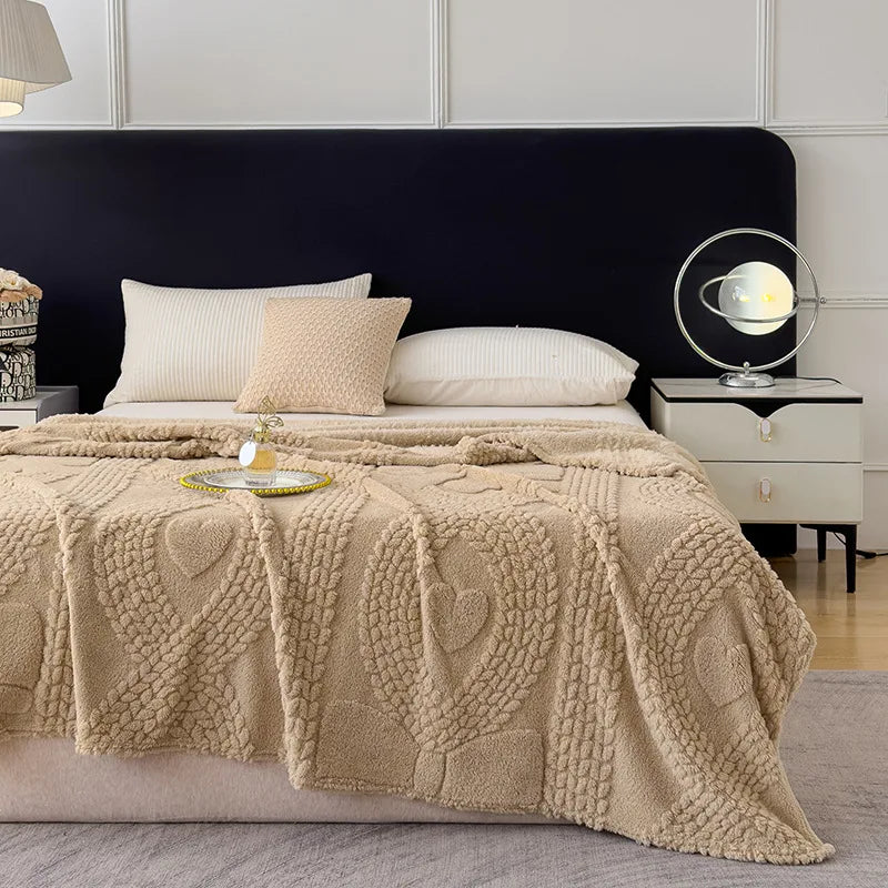 Afralia™ Taffeta Velvet Jacquard Coral Fleece Blanket: Warm, Skin-Friendly, Multi-Functional Sofa Cover