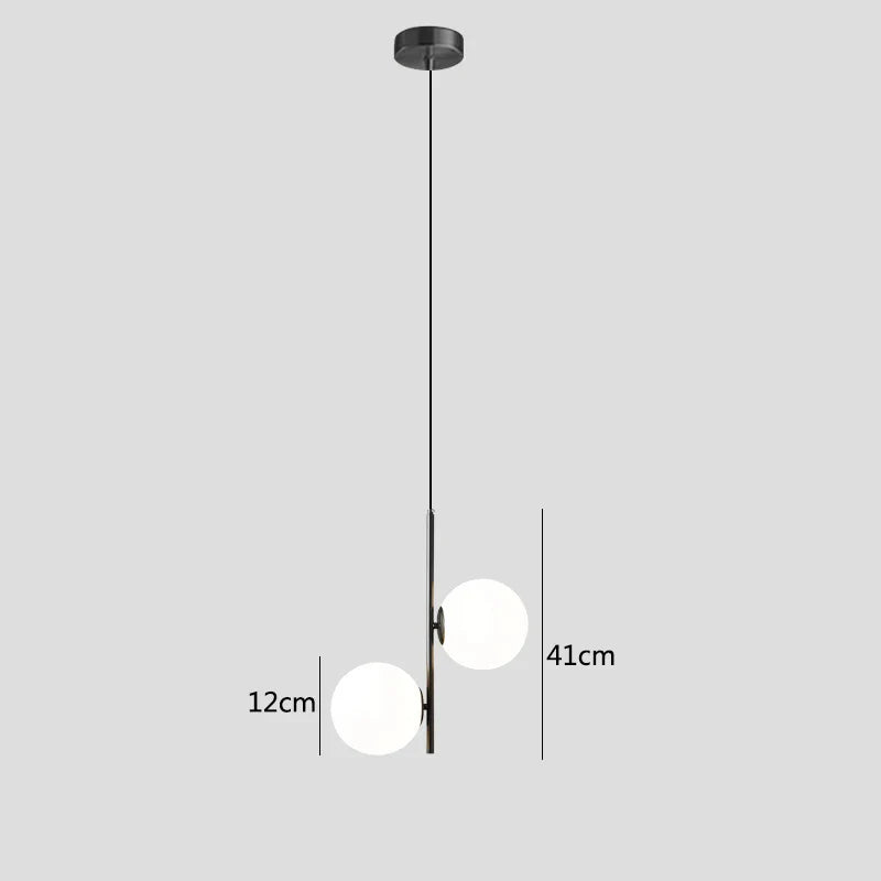 Afralia™ Brass/Black Glass Ball LED Pendant Lights Modern Bedroom Living Room Hanging Lamps