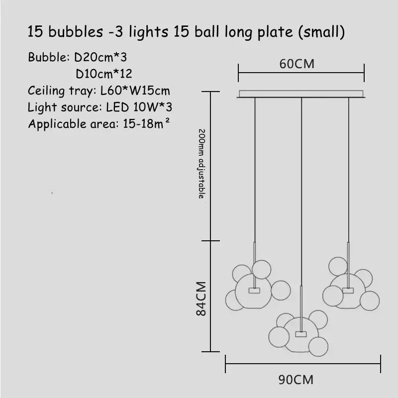 Afralia™ Glass Bubble Chandelier Customized Pendant Light for Living Room Atmosphere