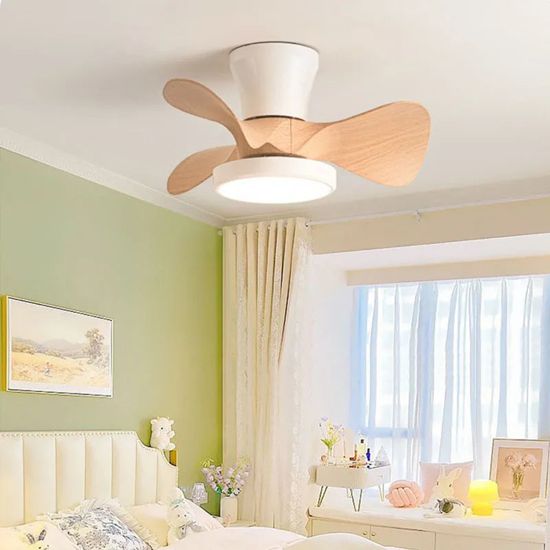 Afralia™ Small Fan Lamp 22" LED Ceiling Fan Light Remote Control for Children's Room