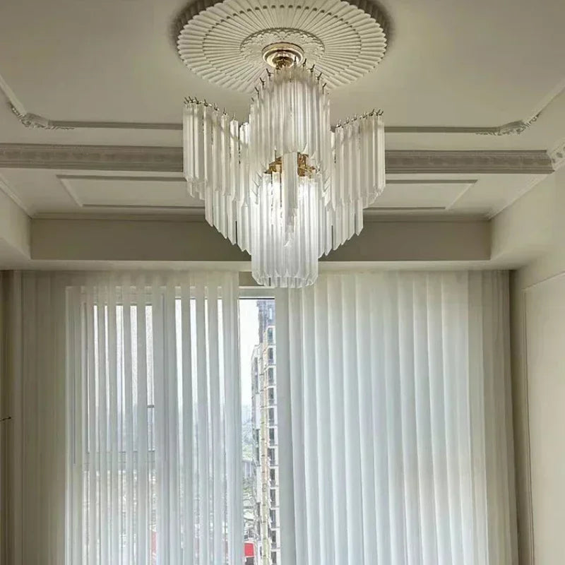Afralia™ Vintage Glass Pendant LED Chandelier for Luxe Living Room Decor