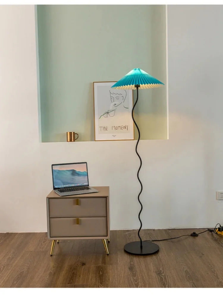 Afralia™ Minimalist Pleated Fabric Floor Lamp for Living Room Bedroom Décor