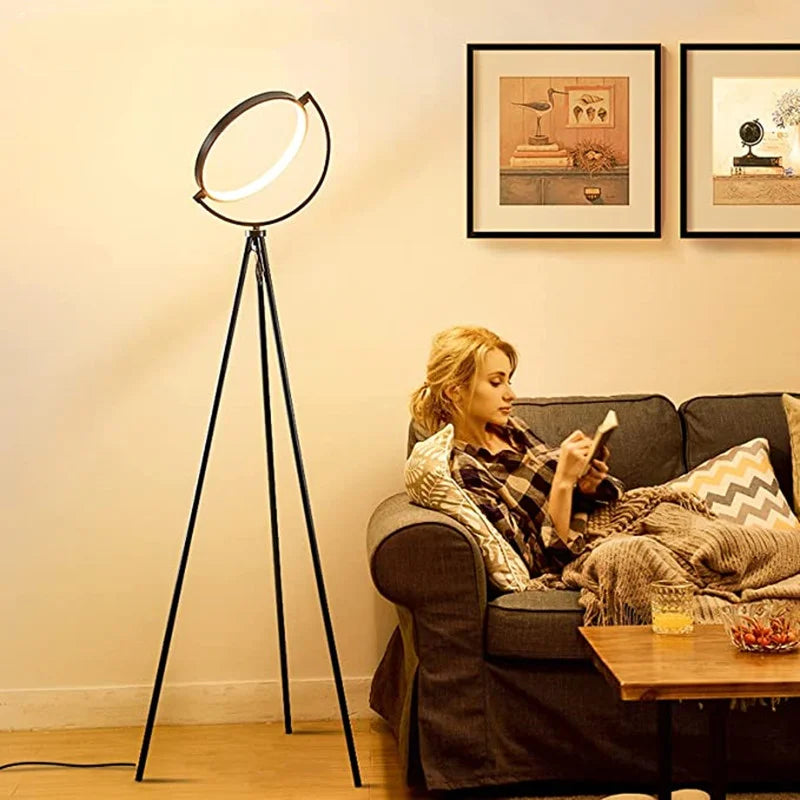 Afralia™ Modern Circle LED Floor Lamp for Bedroom Living Room Decor