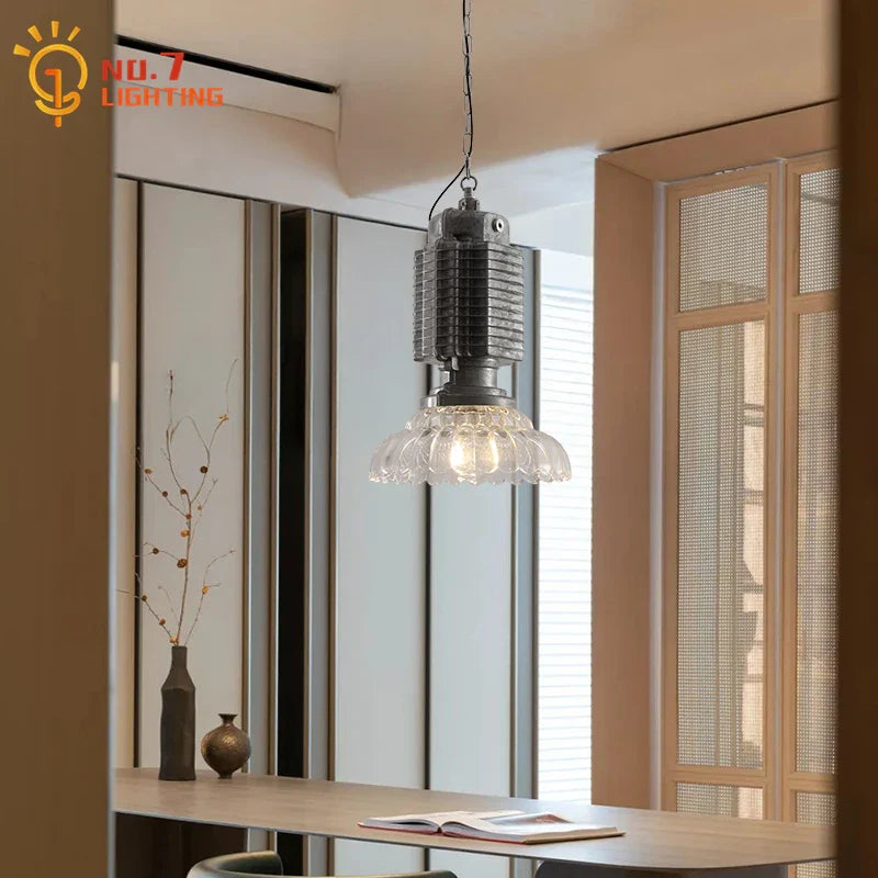 Afralia™ Glass Chrome Pendant Light LED E27 Iron Art Decor for Restaurant Café