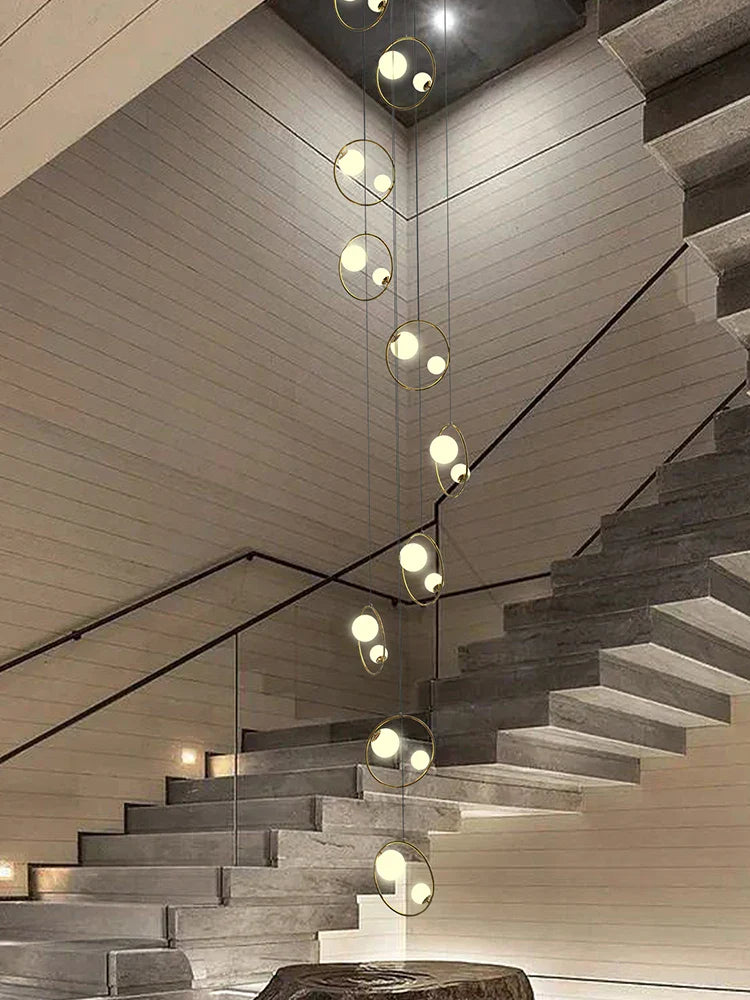 Afralia™ Modern Loft Chandelier Staircase Pendant Light Fixture - Designer Suspension Lustre