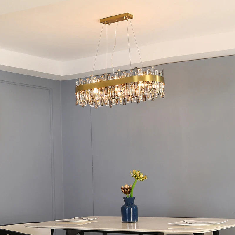 Afralia™ Crystal Ceiling Chandelier LED Hanging Lamps for Living Room Luxe Décor