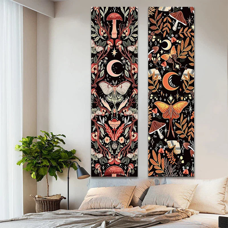 Moth & Moon Botanical Tapestry - Afralia™ Hippie Room Decor