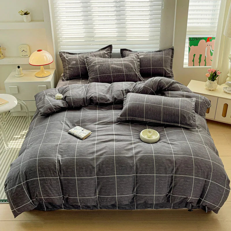 Afralia™ Cozy Cotton Bedding Set for Double Bed, Autumn Winter Duvet Cover Kit