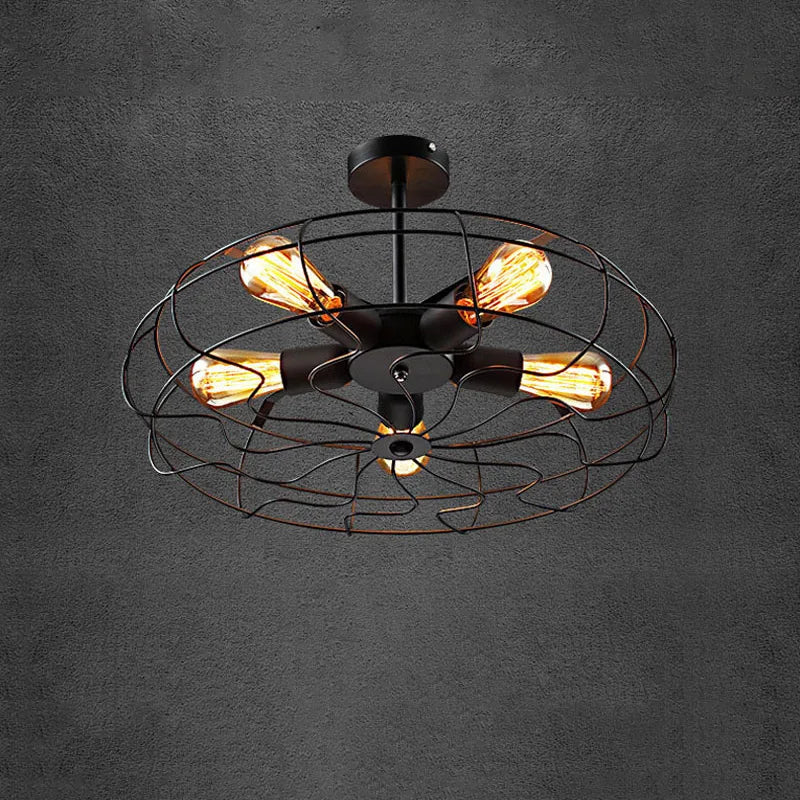 Afralia™ Retro Loft Fan Pendant Lamp for Cafe Living Room Bedroom Lighting