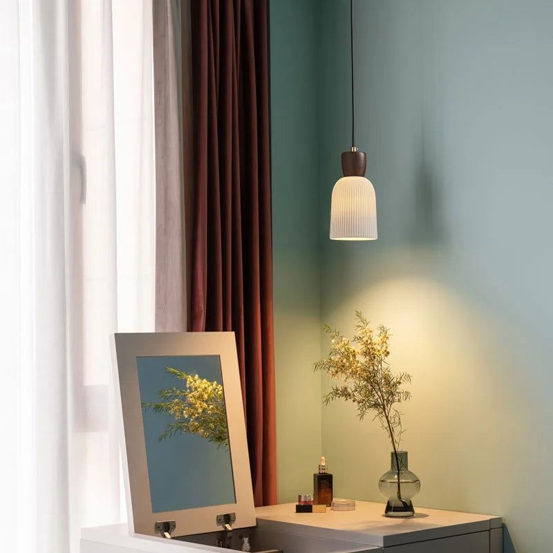 Afralia™ Nordic White Ceramic LED Pendant Light for Modern Living Spaces