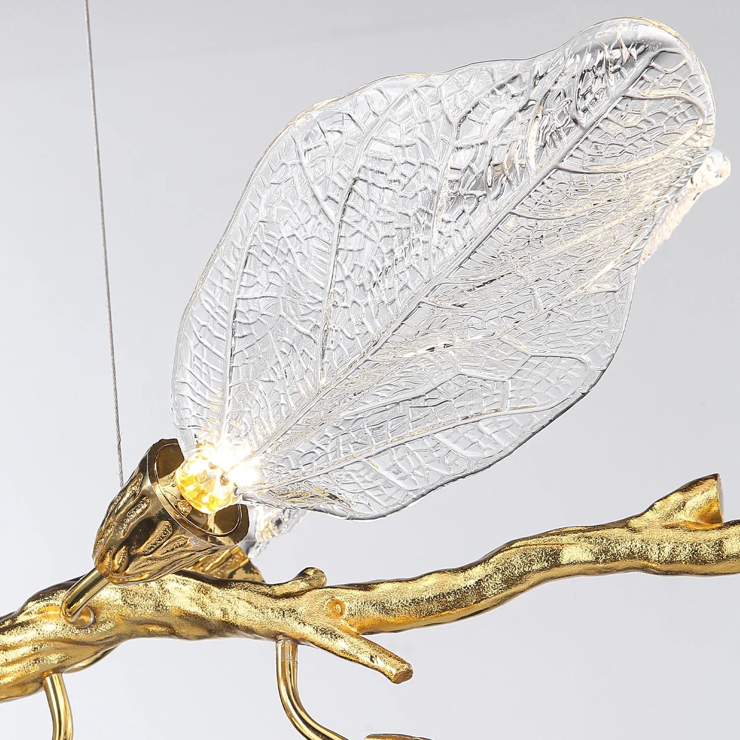 Afralia™ Leaf Design Clear Glass Pendant Light, Luxury Ceiling Lamp