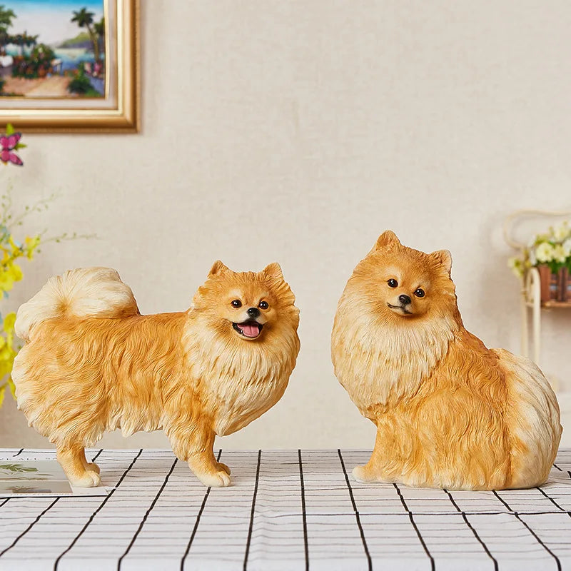 Afralia™ Pomeranian Resin Dog Sculpture for Home Decor