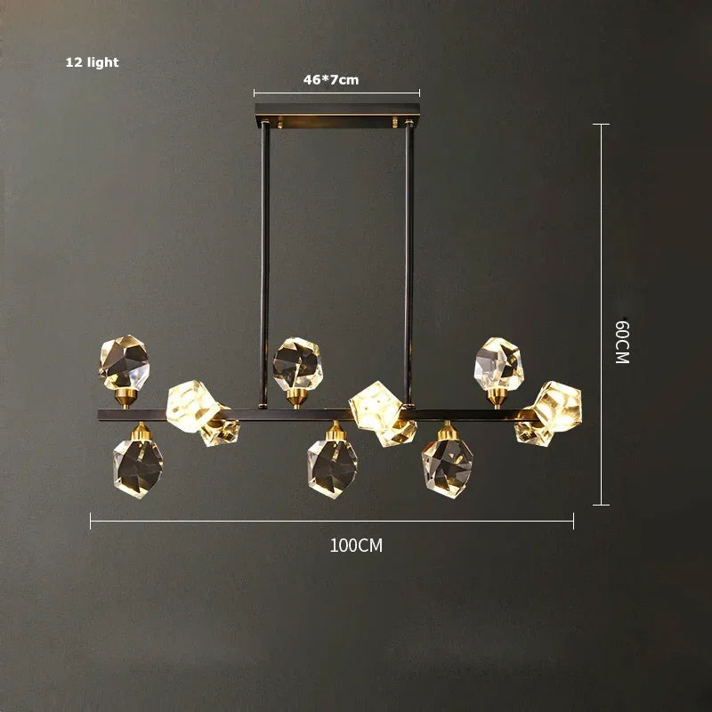 Afralia™ Modern Gold Black Crystal Chandelier LED Light