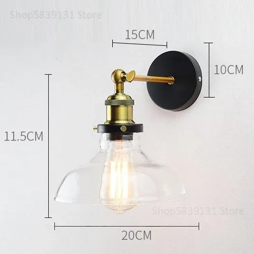 Afralia™ Vintage Metal Glass LED Wall Lamps Retro Industrial Living Room Bedroom Light Fixtures
