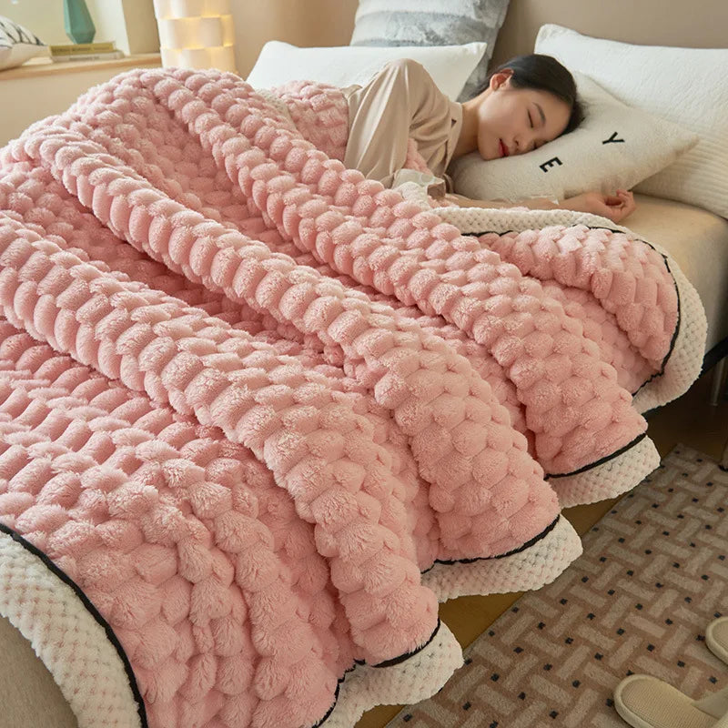 Afralia™ Coral Fleece Warm Blanket: Cozy Thicken Winter Bed Blanket