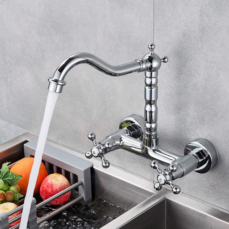 Afralia™ Chrome Kitchen Faucet with Swivel Long Spouts for Vessel Sink