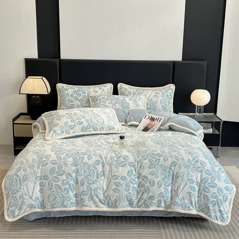 Afralia™ Milk Velvet Jacquard Bedding Set: Autumn Winter Warm Luxury for Bedroom Comfort