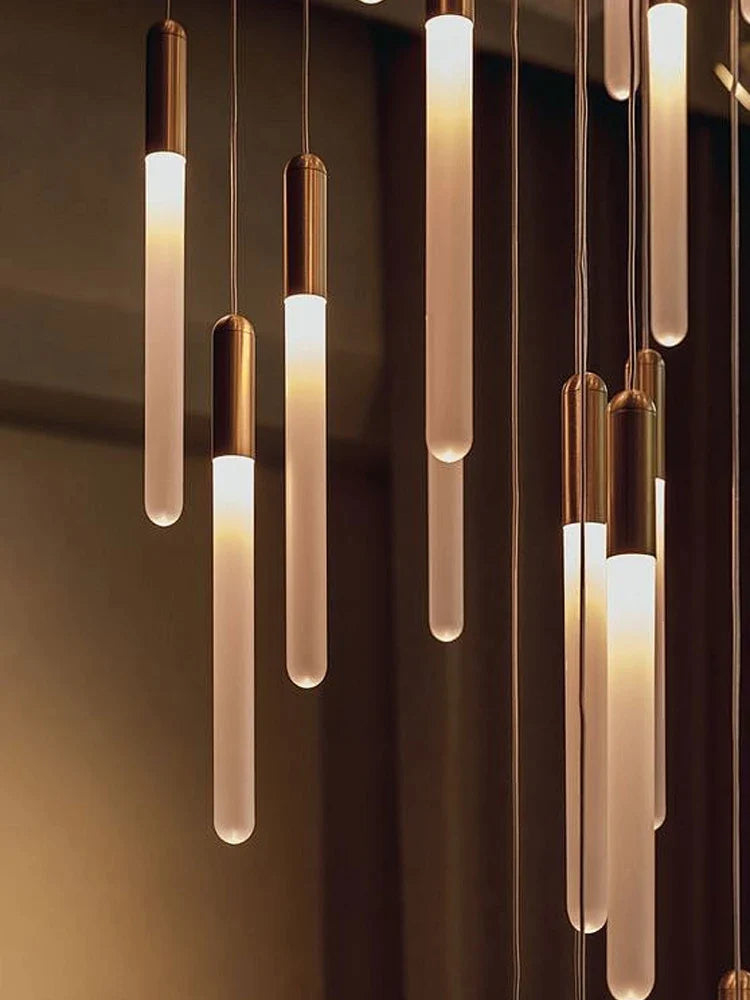 Afralia™ LED Nordic Cylinder Chandelier: Modern Indoor Lighting for Staircase & Decoration