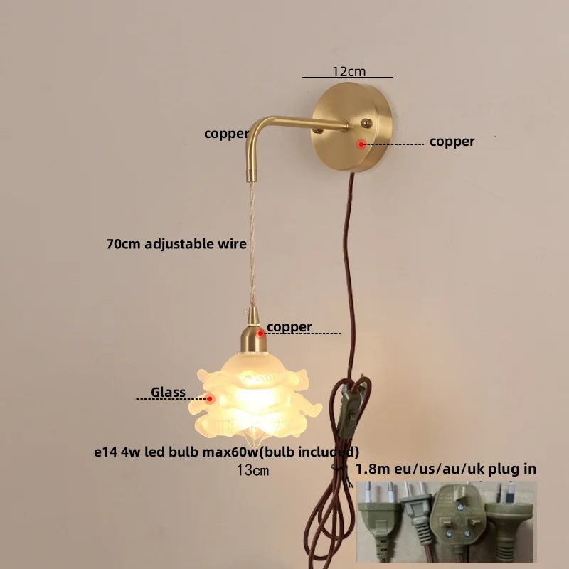 Afralia™ LED Glass Wall Lamp: Luxury Modern Bedroom Coffee Home Decor Vanity Light