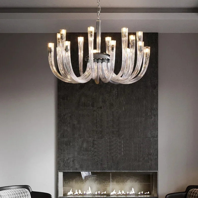 Afralia™ Luxury LED Glass Chandelier for Living Room - Designer Home Decor