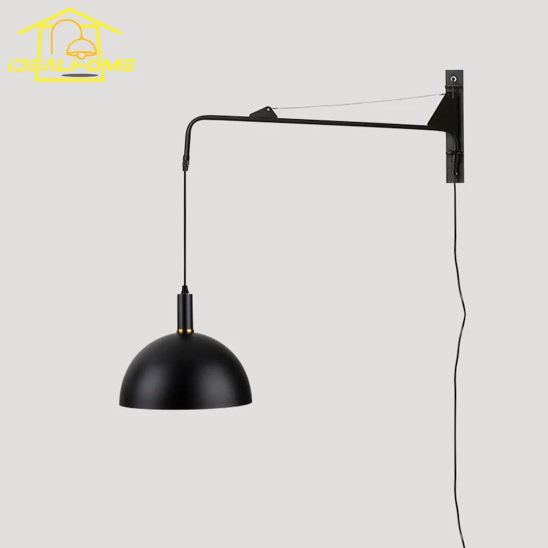 Afralia™ Telescopic Swing Arm Wall Lamp LED E27 Gold/Black for Restaurant Living Room