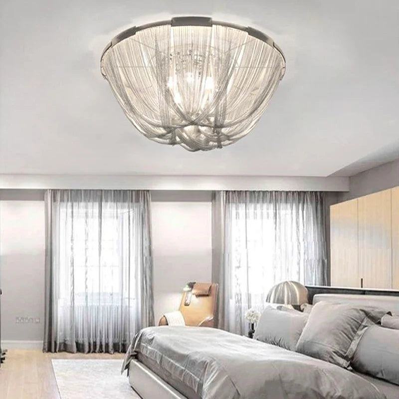 Afralia™ Modern Tassel Chandelier for Hotel Villa Stairs - Italian Light Luxury Aluminum