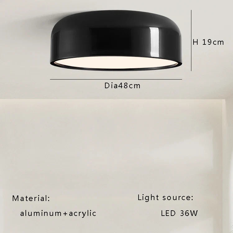 Afralia™ Italian Minimalist Round LED Ceiling Lamp Black White Bedroom Light