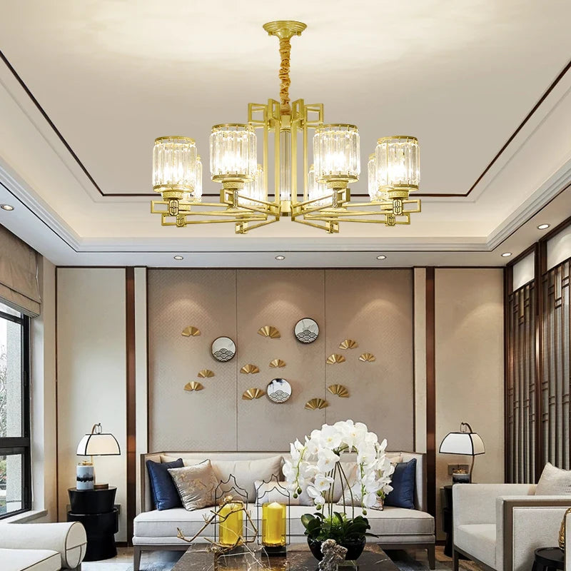 Afralia™ Crystal Chandelier: Elegant Chinese Style Lighting for Living Room, Bedroom, and Study