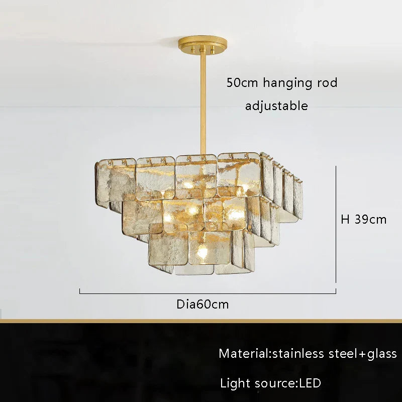Afralia™ Gold Glass Chandelier  Luxe Living Room Lighting Fixture Luxurious Hanging Lamp