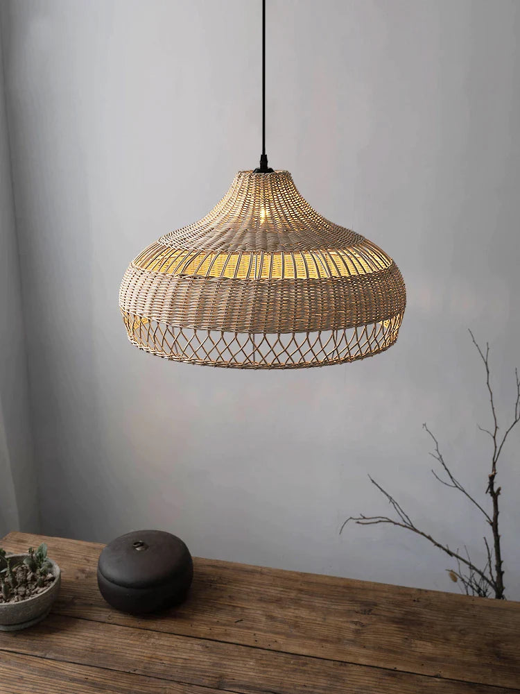 Afralia™ Bamboo Rattan Pendant Lights for Seaside Wabi Sabi Home Decor