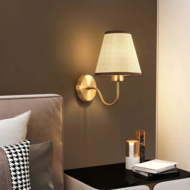 Afralia™ Cloth LED Wall Lamp, Modern Bedroom Bedside Sconce Light Luminaire