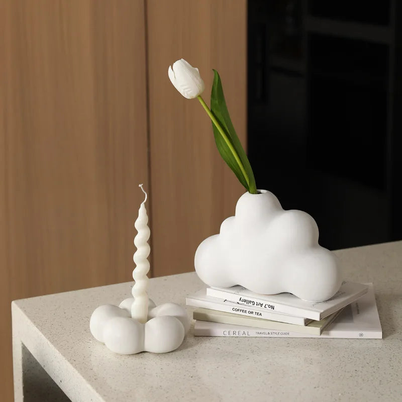 Afralia™ Ceramic Flower Candle Holder Candelabrum for Home Decor & Storage