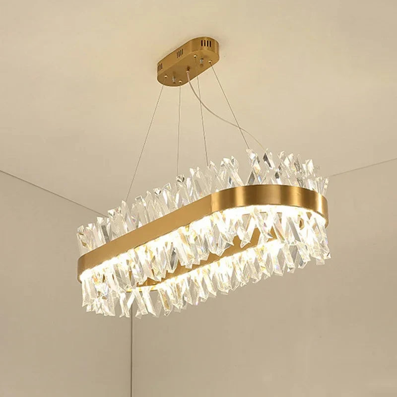 Afralia™ Modern Luxury Crystal LED Pendant Chandelier for Home Living Dining Room Lighting