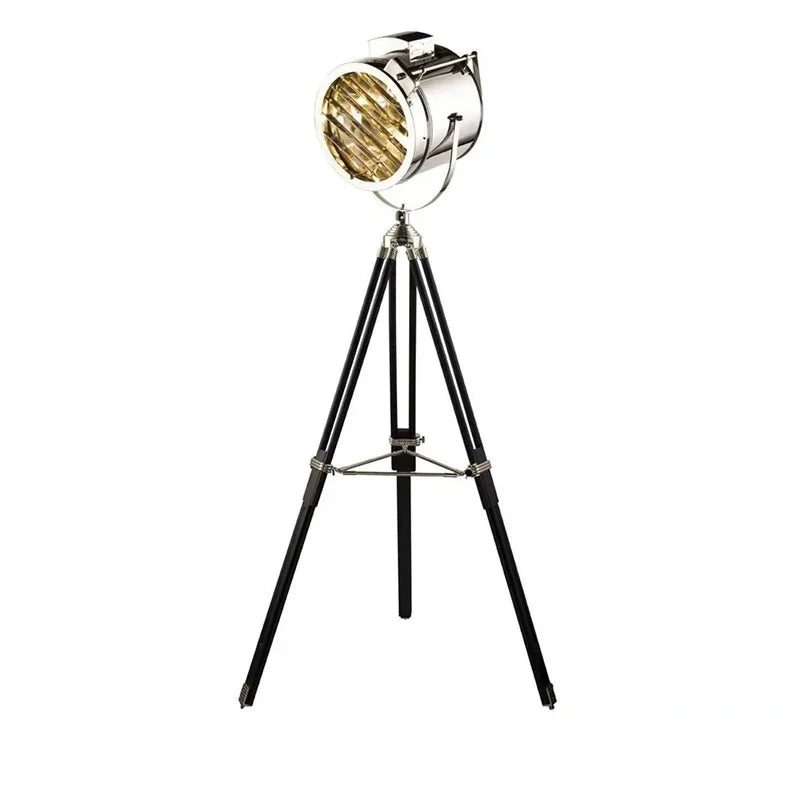 Afralia™ Studio Tripod Floor Lamp Sliver Gold Industrial Standing Lamp for Living Room Lighting