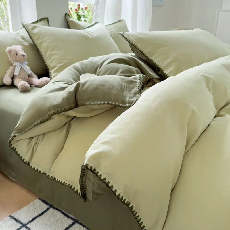 Afralia™ Cotton Edge Embroidery Bedding Set for Autumn/Winter