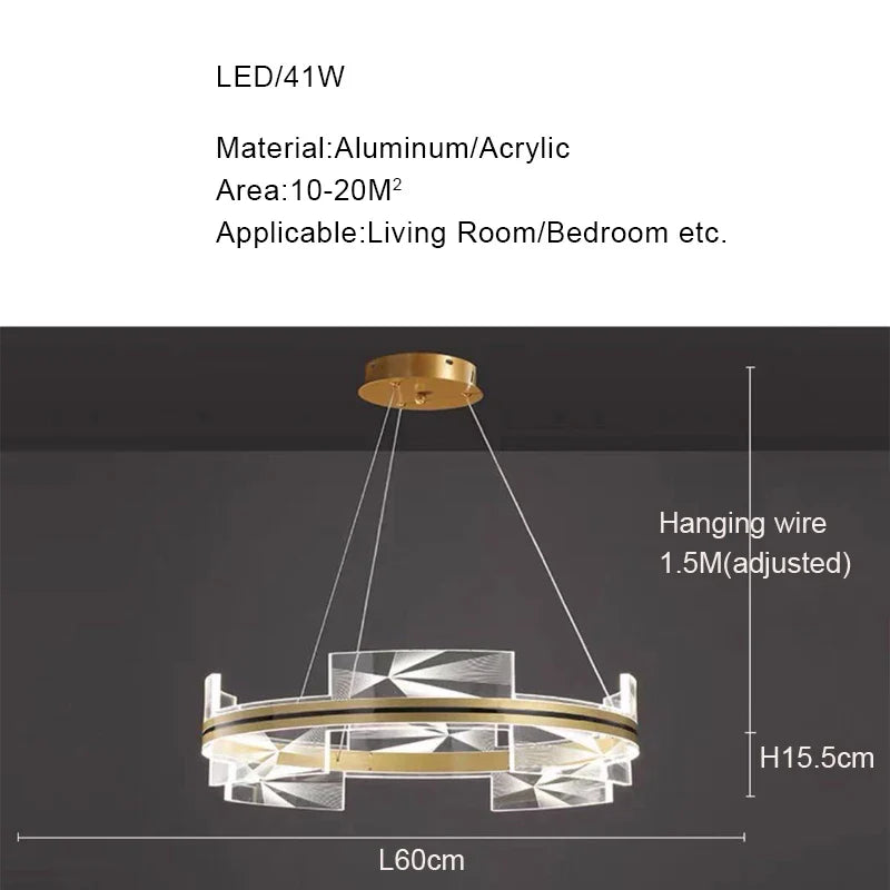 Afralia™ Gold Aluminum Plating LED Pendant Lights for Home Decor