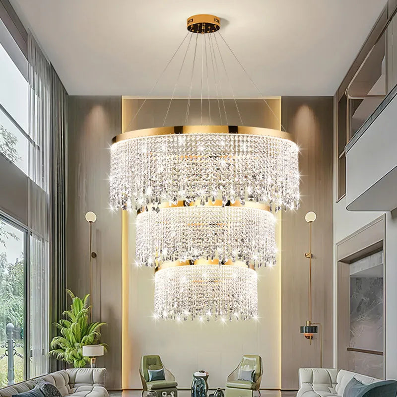 Afralia™ Crystal Chandelier Pendant Light for Living Dining Room Luxury Lamps