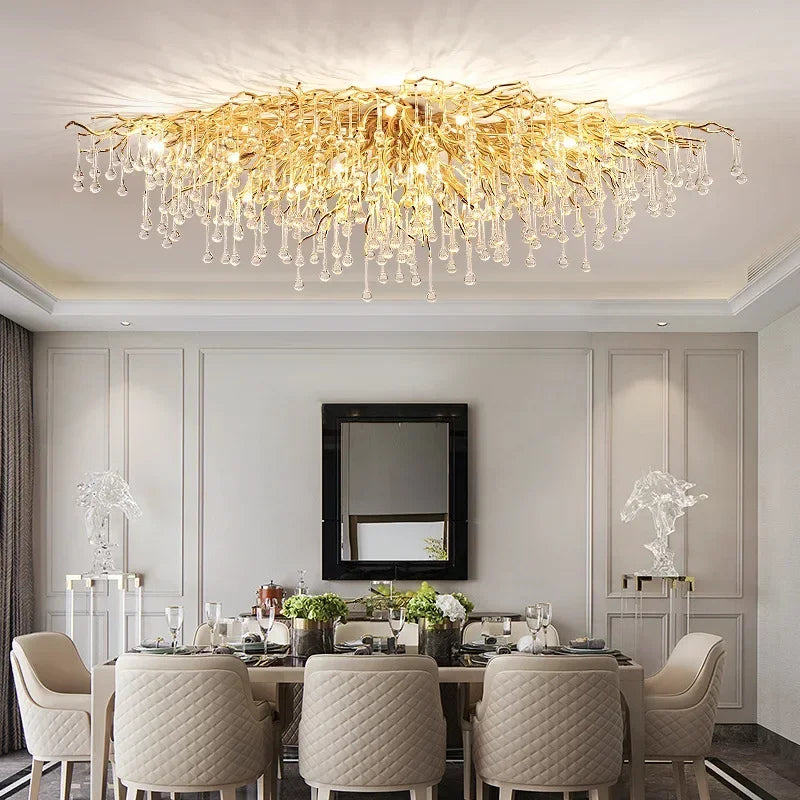 Afralia™ Luxury Crystal LED Chandelier: Modern Nordic Gold/Silver Ceiling Lamp for Home Decor