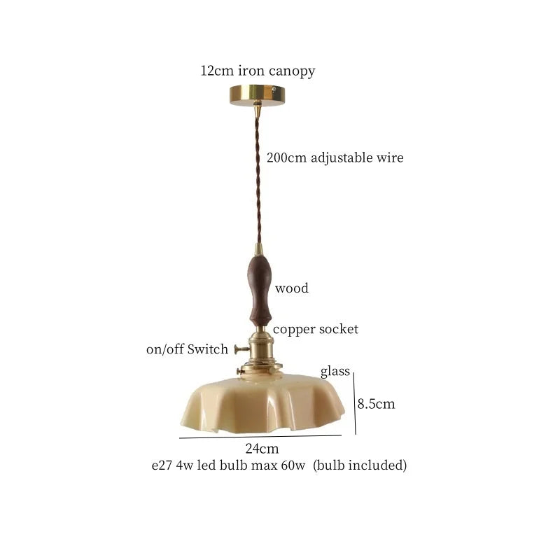 Afralia™ Glass LED Pendant Lamp Japanese Vintage Style for Home and Bar