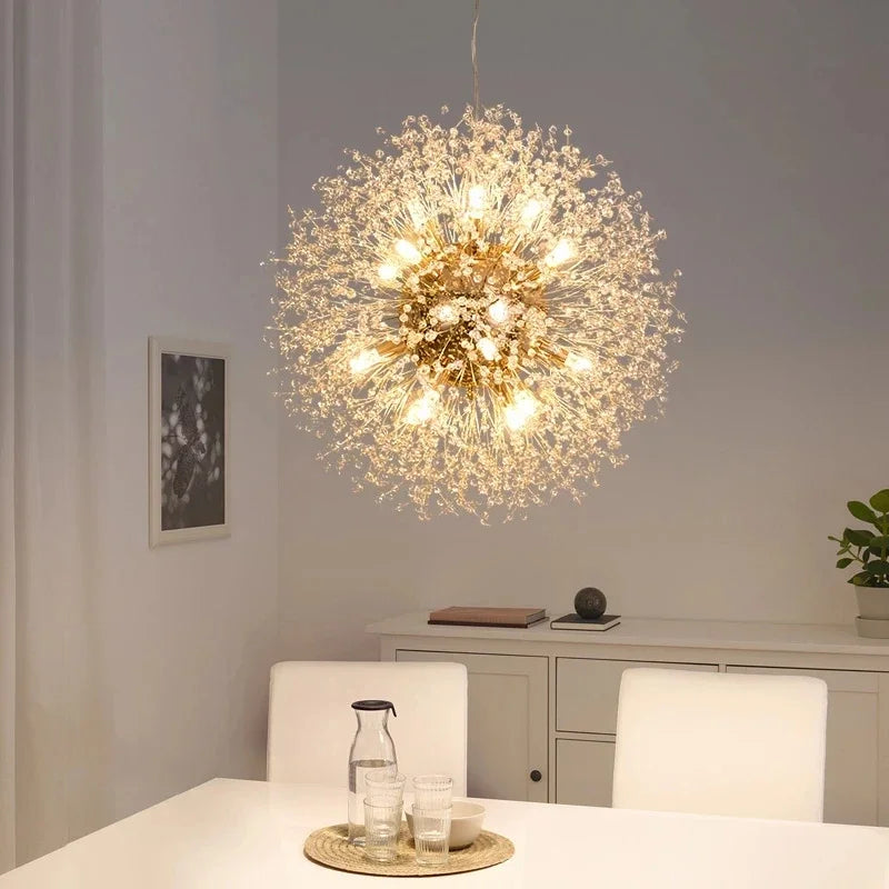 Afralia™ Luxury Crystal Dandelion Chandelier for Modern Living Room, LED Pendant Light